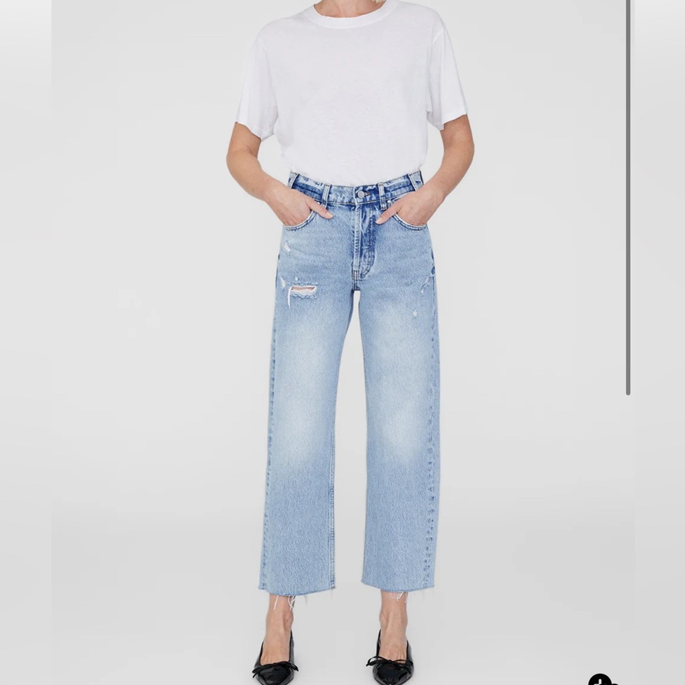 NWT Anine Bing Gavin Blue Reservoir Straight Leg Jeans Size 23